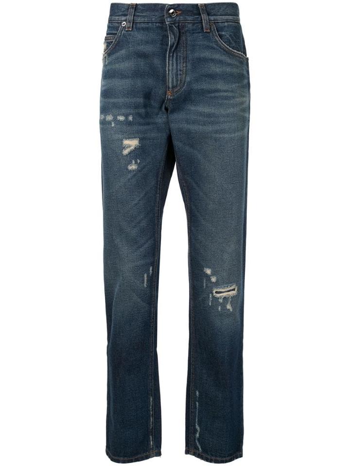 Dolce & Gabbana Logo Plaque Jeans - Blue