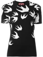 Mcq Alexander Mcqueen Swallow Swarm Print T-shirt, Women's, Size: Small, Black, Cotton