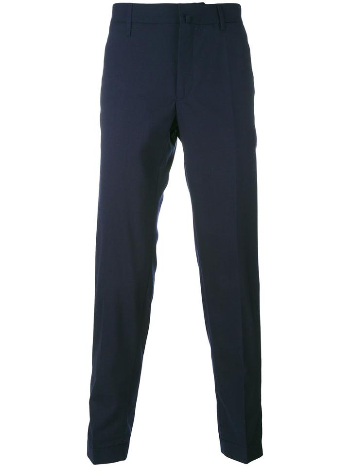 Incotex - Button Cuff Trousers - Men - Wool - 50, Blue, Wool