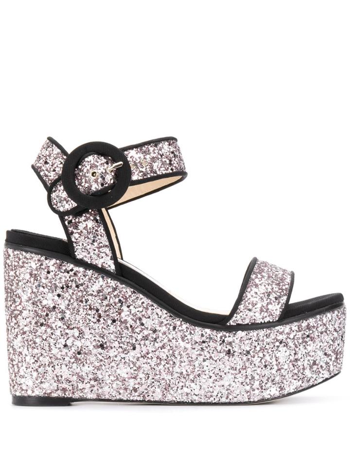 Jimmy Choo Abigail 100mm Glitter Sandals - Purple