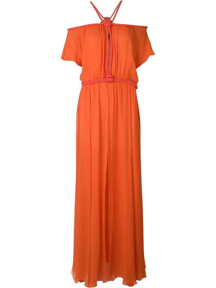Jay Ahr Rope Detail Evening Dress, Women's, Size: 42, Yellow/orange, Silk/nylon