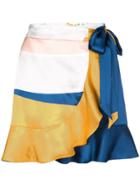 Beau Souci Colourblock Wrap Skirt - Blue