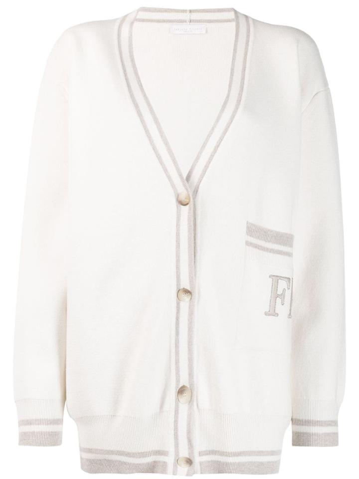 Fabiana Filippi Logo Long-sleeve Cardigan - White