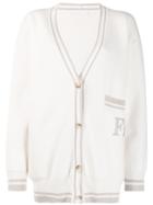 Fabiana Filippi Logo Long-sleeve Cardigan - White