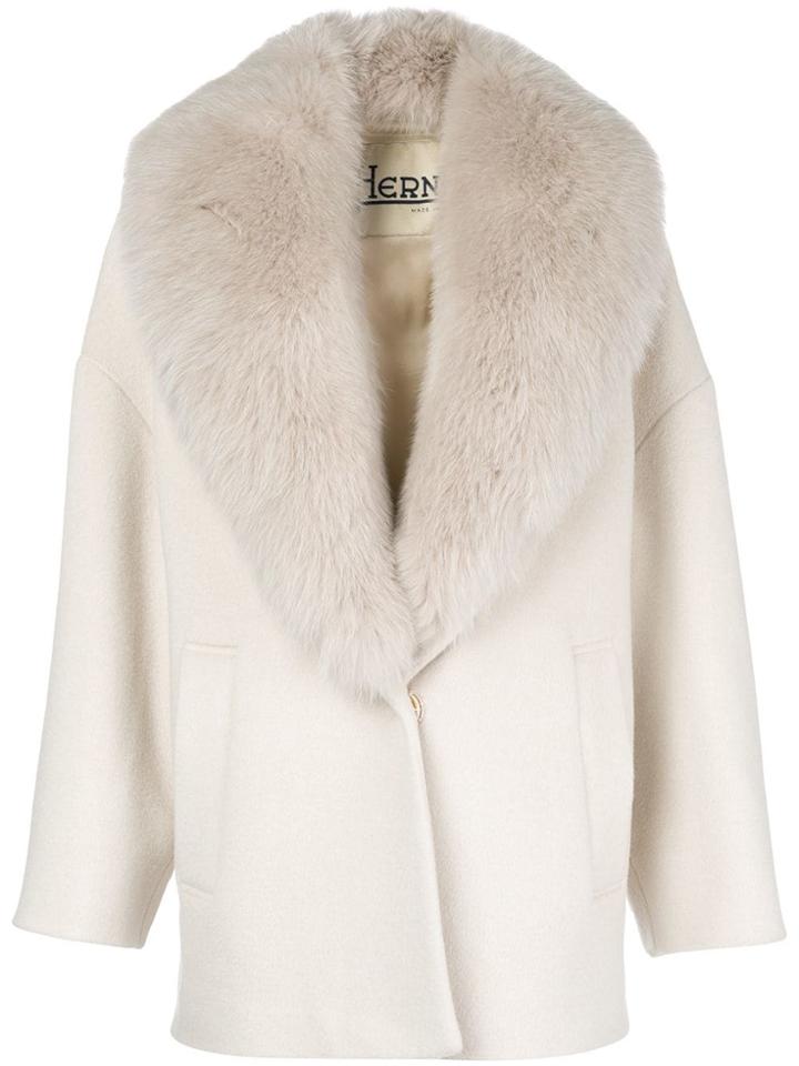 Herno Fur-collared Coat - Neutrals