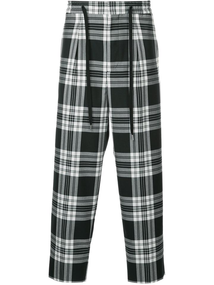 Monkey Time Plaid Loose Fit Trousers - Black
