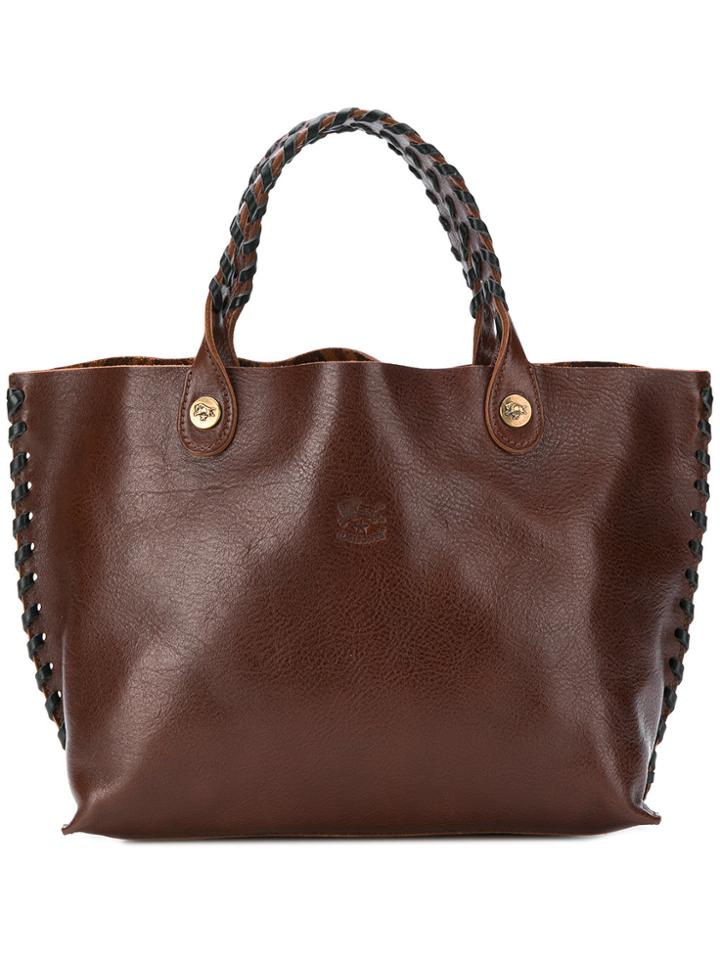 Il Bisonte Braided Detail Tote Bag - Brown