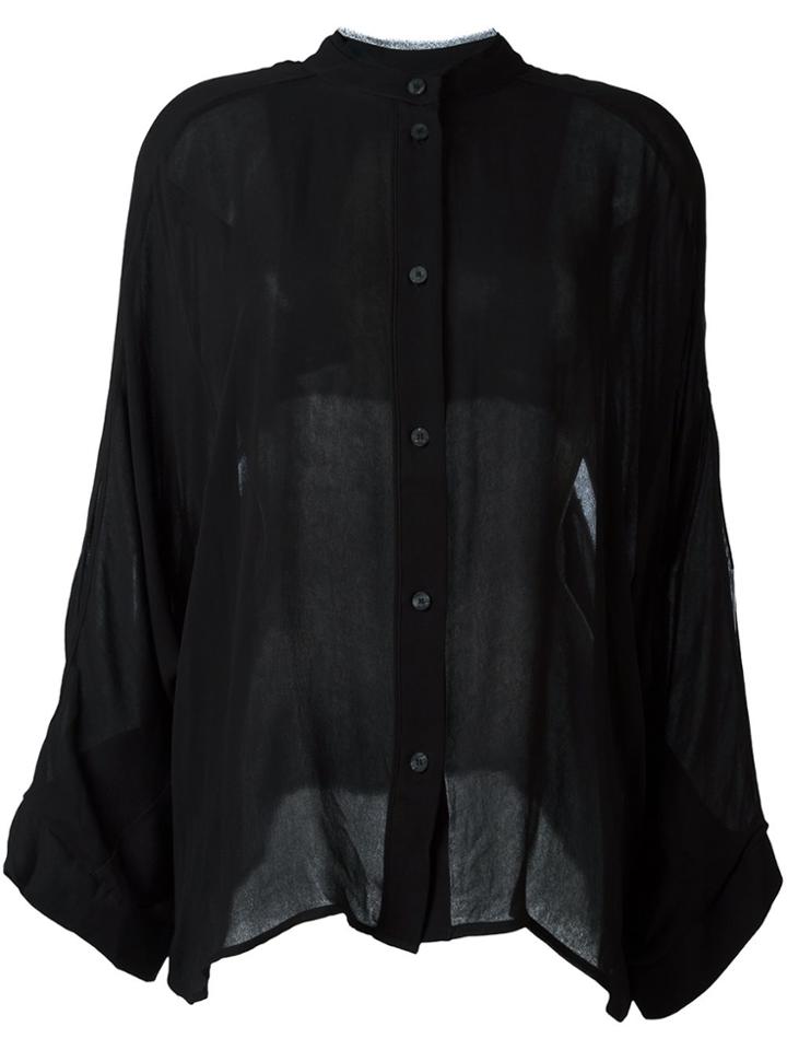 Lost & Found Ria Dunn Collarless Button Down Shirt - Black