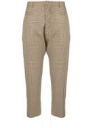 R13 Checked Drop Crotch Trousers - Brown