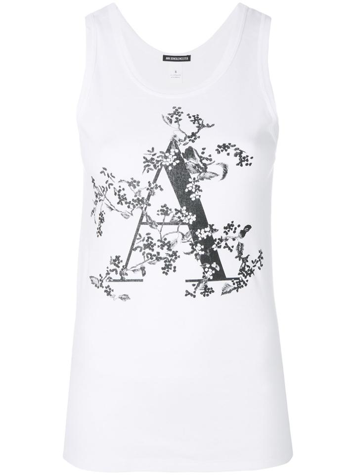 Ann Demeulemeester Floral A Print Vest Top - White