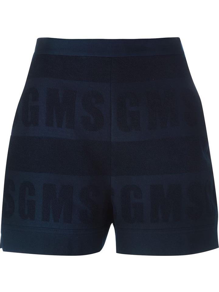 Msgm Towelling Effect Shorts, Women's, Size: 42, Blue, Cotton
