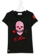 Philipp Plein Kids - Diamanté Embellished Skull T-shirt - Kids - Cotton - 16 Yrs, Black
