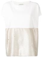 Stefano Mortari - Light Gold Sequin Top - Women - Polyamide/polyester/spandex/elastane/viscose - 40, White, Polyamide/polyester/spandex/elastane/viscose