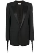 Saint Laurent - Fringed Blazer - Women - Silk/cotton/lamb Skin/virgin Wool - 36, Black, Silk/cotton/lamb Skin/virgin Wool
