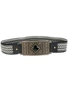 Etro Embroidered Plate Buckle Belt, Women's, Size: 75, Black, Polyester
