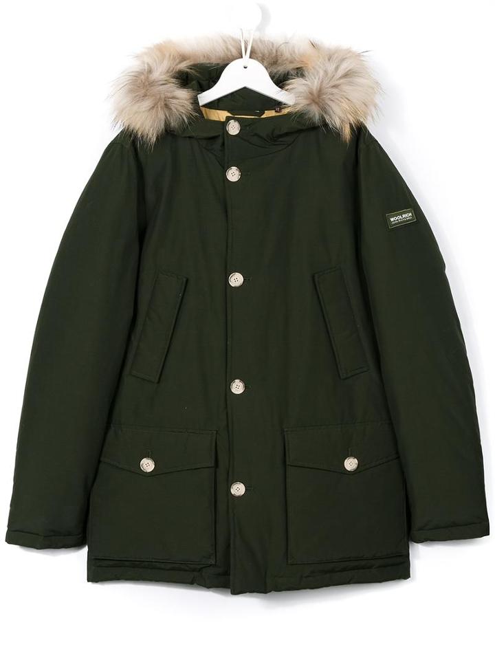 Woolrich Kids 'detachbl' Parka, Boy's, Size: 14 Yrs, Green