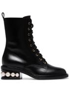 Nicholas Kirkwood Black Casati Pearl 35 Lace Up Boots