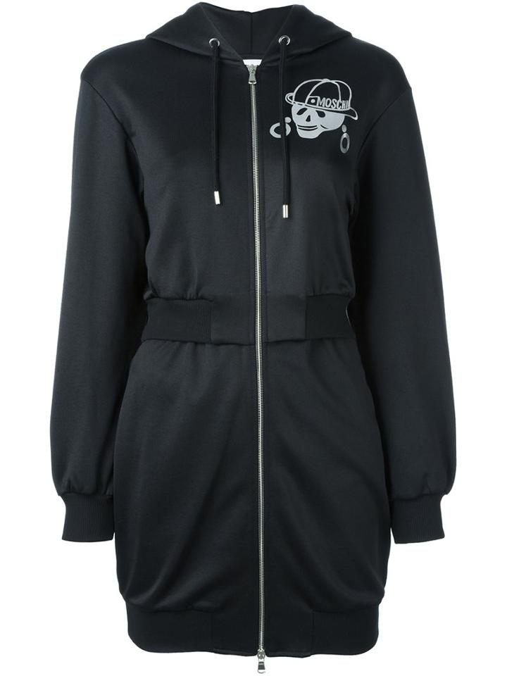 Moschino Skull Print Sweatshirt Dress, Women's, Size: 38, Black, Polyester/cotton