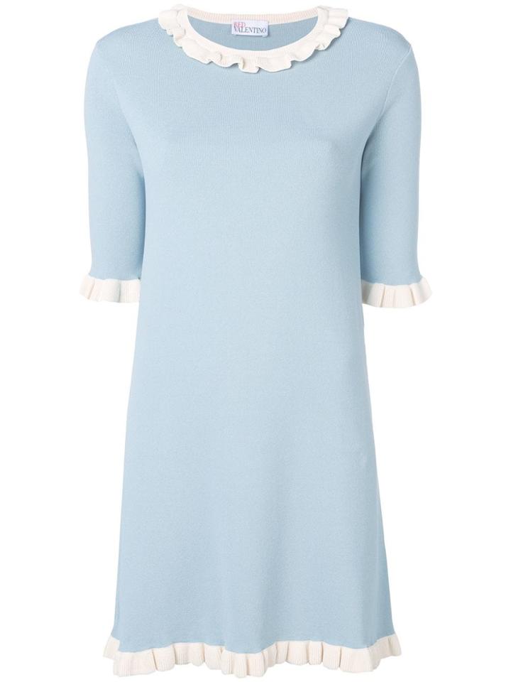 Red Valentino Frilled Trim Mini Dress - Blue
