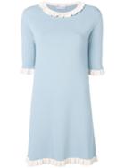 Red Valentino Frilled Trim Mini Dress - Blue