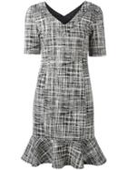 Boutique Moschino V-neck Tweed Dress, Women's, Size: 44, Black, Other Fibres/polyamide