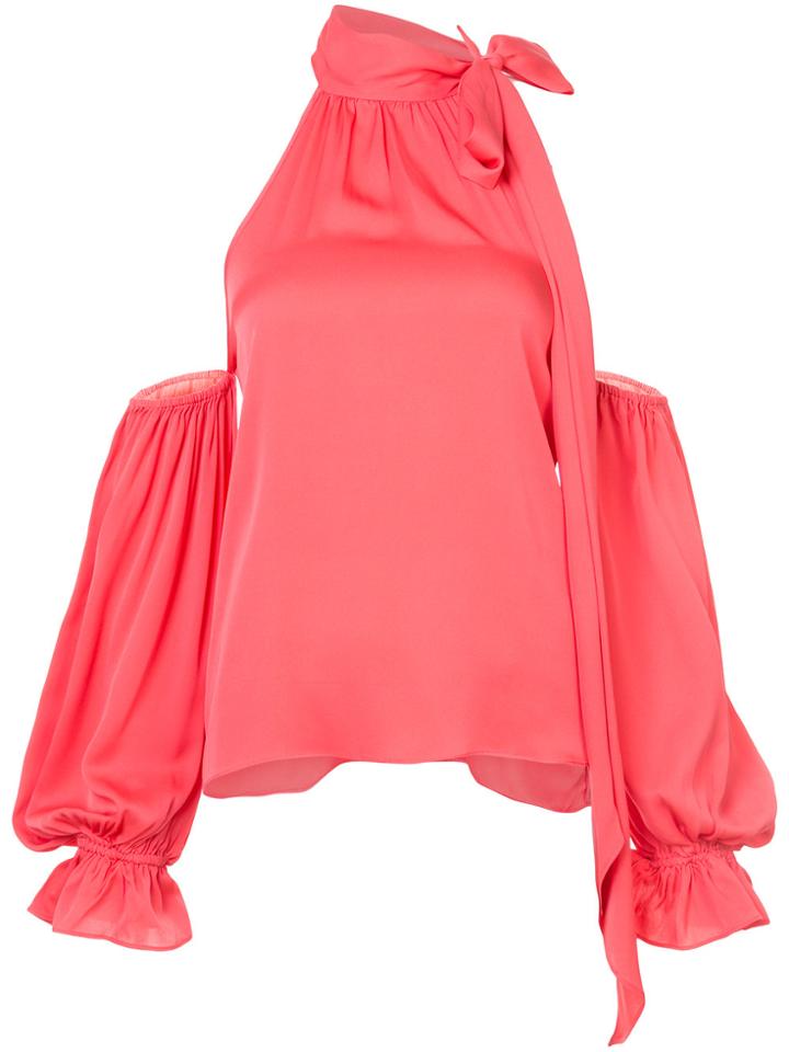 Milly Scarf Neck Open Shoulder Blouse - Pink & Purple