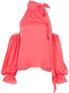 Milly Scarf Neck Open Shoulder Blouse - Pink & Purple