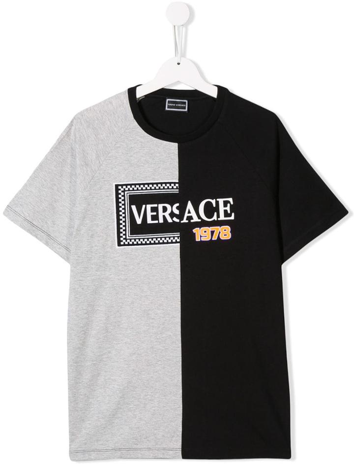 Young Versace Teen Patchwork Logo T-shirt - Black