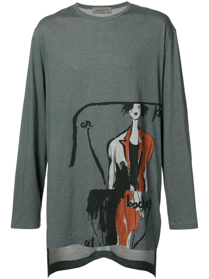 Yohji Yamamoto Red Dress T-shirt, Men's, Size: 3, Grey, Cotton