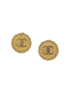 Chanel Pre-owned Dotted Edge Cc Button Earrings - Gold