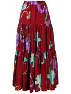 La Doublej Tiered Floral Print Skirt