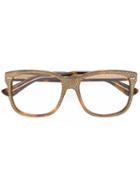Gucci Eyewear Square Frame Rhinestone Glasses, Brown, Acetate/swarovski Crystal