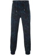 Etro Floral Print Track Pants, Men's, Size: Medium, Blue, Cotton/polyamide