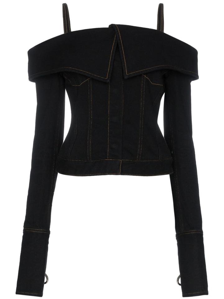 Marques'almeida Off The Shoulder Denim Top - Black