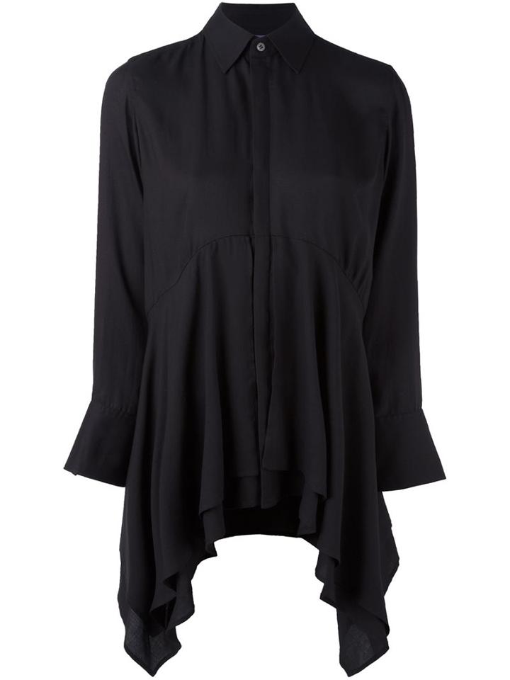 Y's Draped Shirt, Women's, Size: 2, Black, Tencel