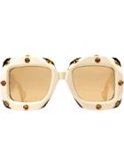 Gucci Eyewear Crystal Embellished Sunglasses - Neutrals