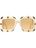 Gucci Eyewear Crystal Embellished Sunglasses - Neutrals