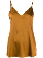 Luisa Cerano V-neck Slip Top - Brown