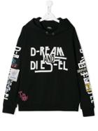 Diesel Kids Printed Hooded Sweatshirt - Black