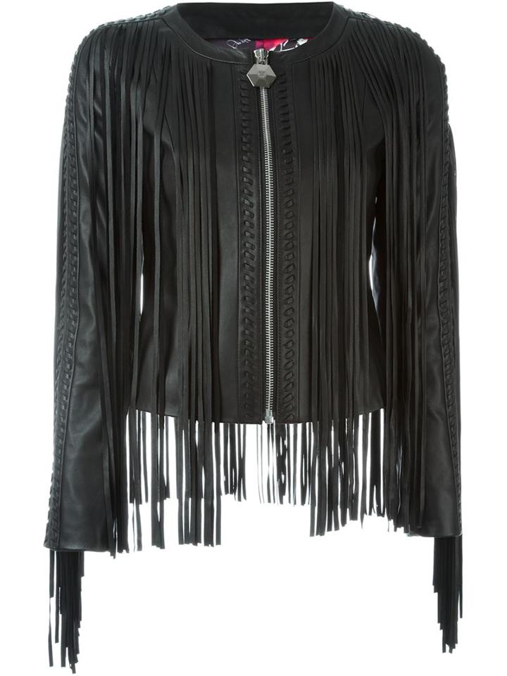Philipp Plein 'tribute' Jacket, Women's, Size: Medium, Black, Lamb Skin/polyester/spandex/elastane