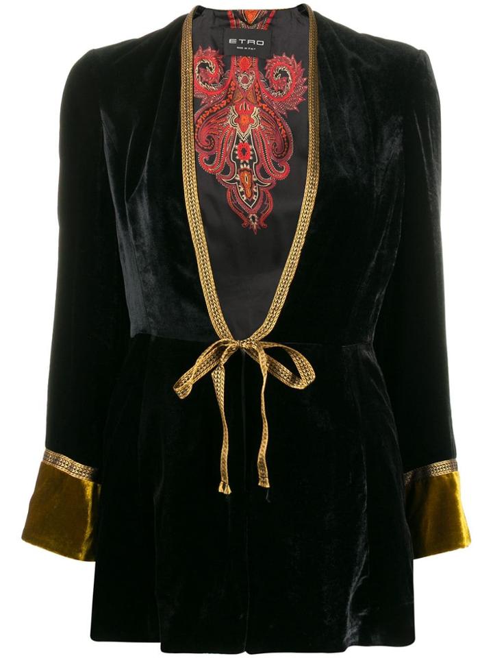 Etro Tie Front Velvet Jacket - Black