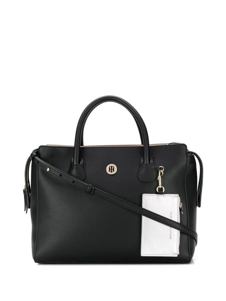 Tommy Hilfiger Logo Plaque Tote - Black