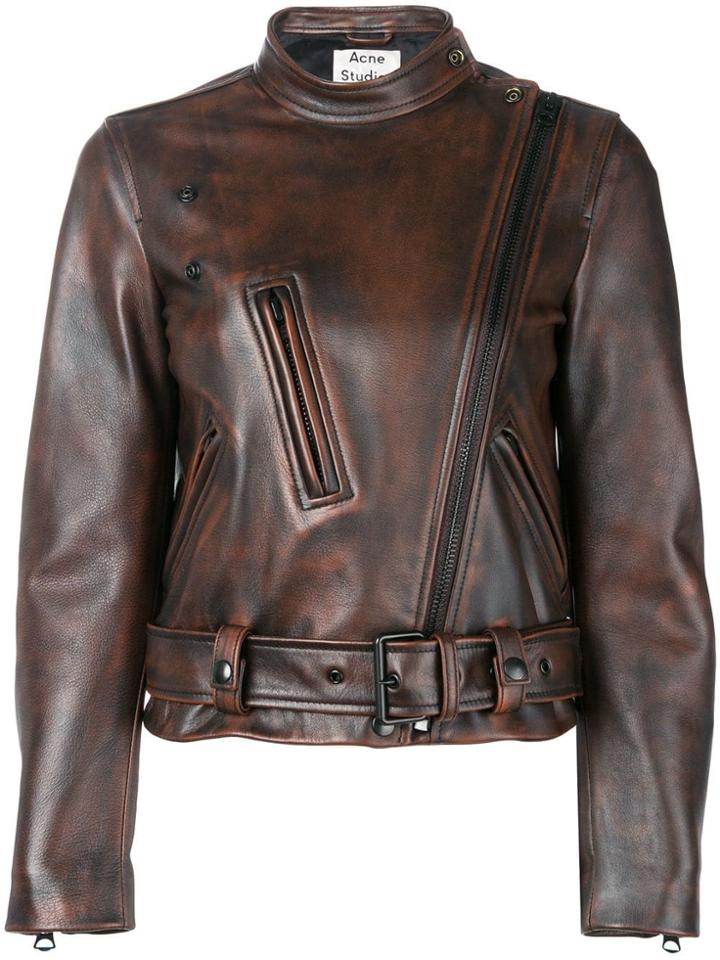 Acne Studios Aged Motorcycle Jacket - Brown