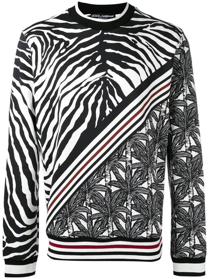 Dolce & Gabbana Multi-print Sweatshirt, Men's, Size: 54, Black, Cotton