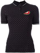 Dolce & Gabbana Watermelon Patch Polo Shirt, Women's, Size: 40, Black, Cotton