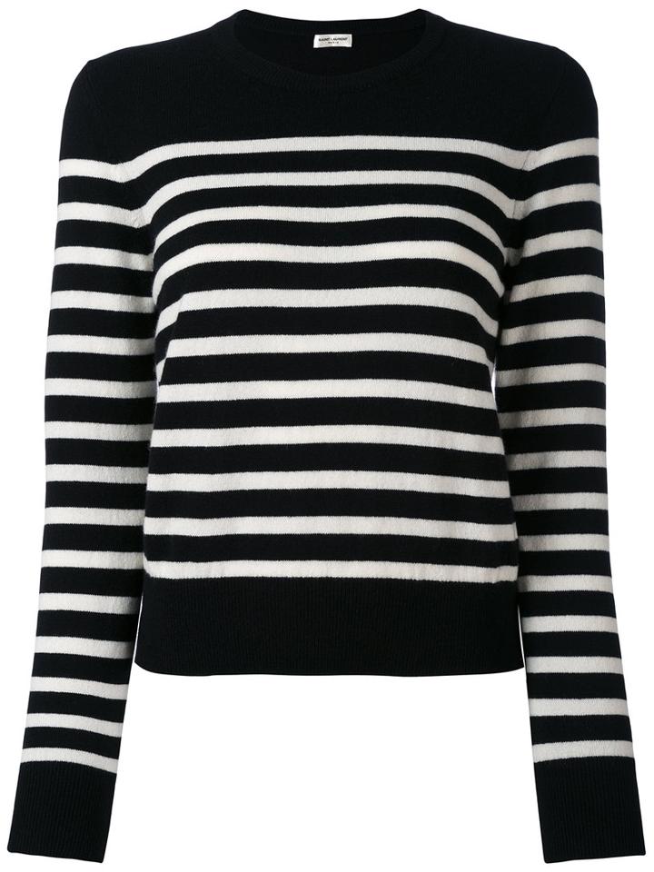 Cashmere Striped Sweater - Women - Cashmere - S, Black, Cashmere, Saint Laurent