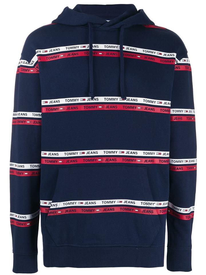 Tommy Jeans Logo Printed Hoodie - Blue