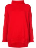 Oscar De La Renta Roll Neck Cocoon Jumper - Red