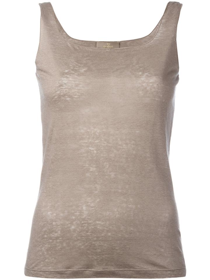 Cruciani - Square Neck Top - Women - Linen/flax - 42, Nude/neutrals, Linen/flax