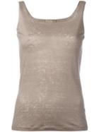Cruciani - Square Neck Top - Women - Linen/flax - 42, Nude/neutrals, Linen/flax